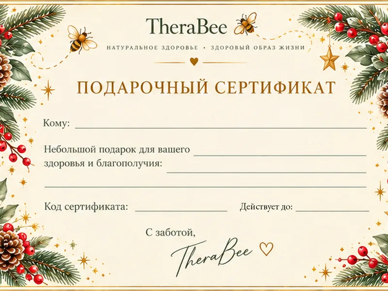 Подарочный сертификат TheraBee с рождественской зеленью